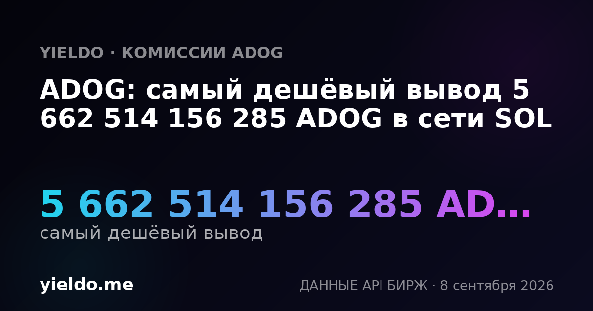ADOG: самый дешёвый вывод 5 662 514 156 285 ADOG в сети SOL