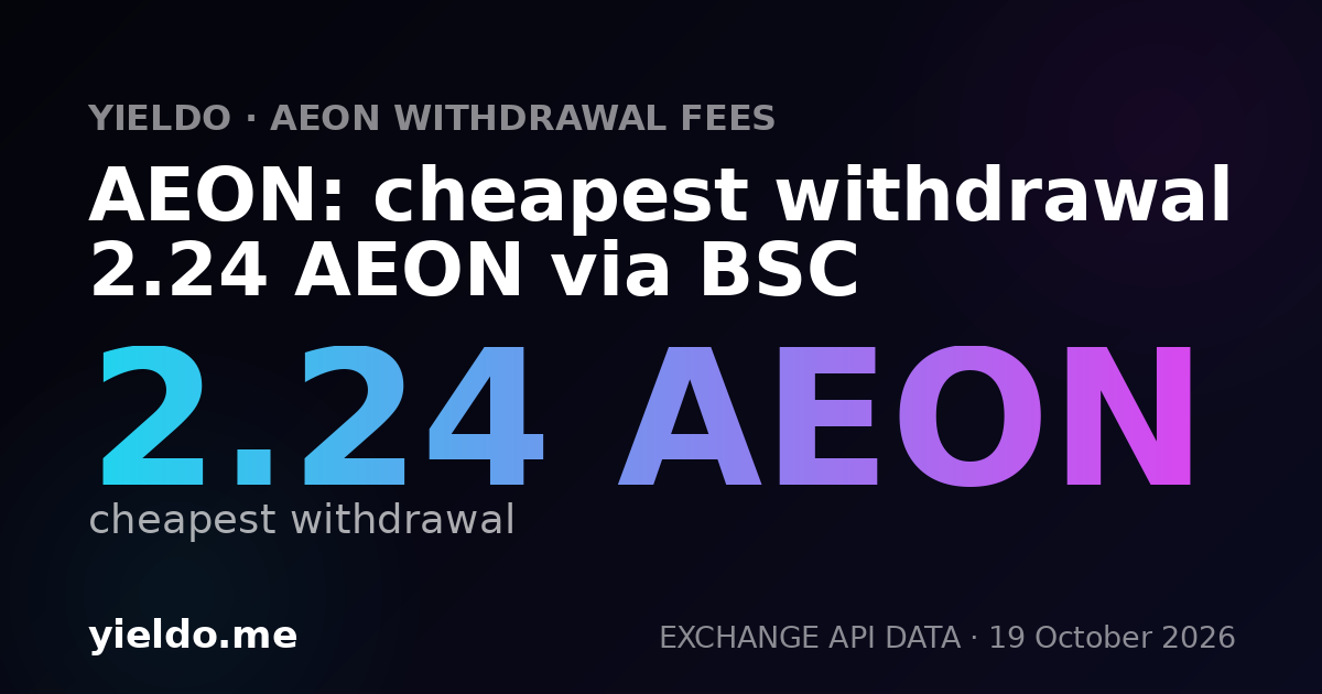 AEON: cheapest withdrawal 1.98 AEON via BSC