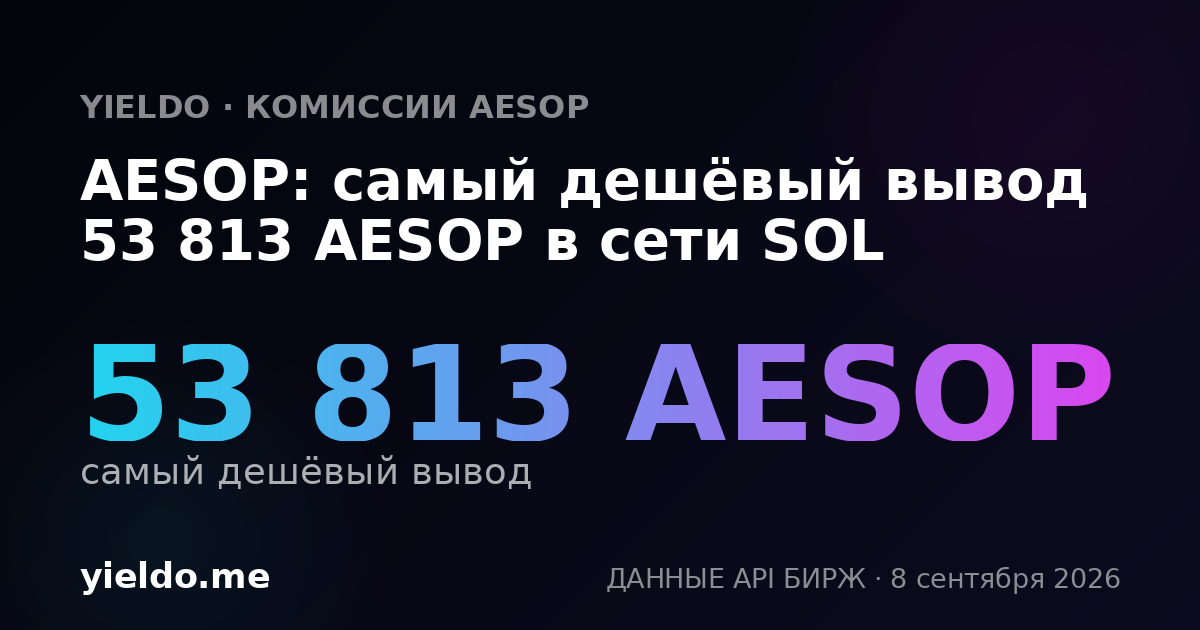 AESOP: самый дешёвый вывод 53 813 AESOP в сети SOL