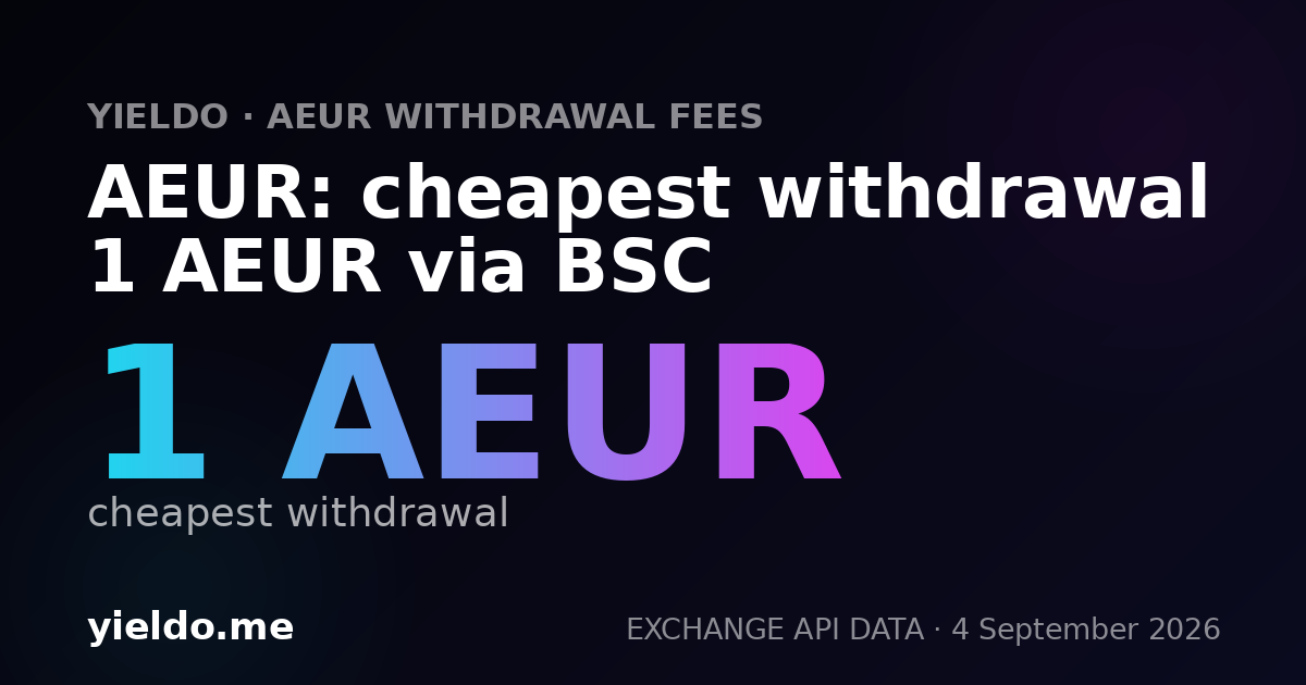 AEUR: cheapest withdrawal 1 AEUR via BSC