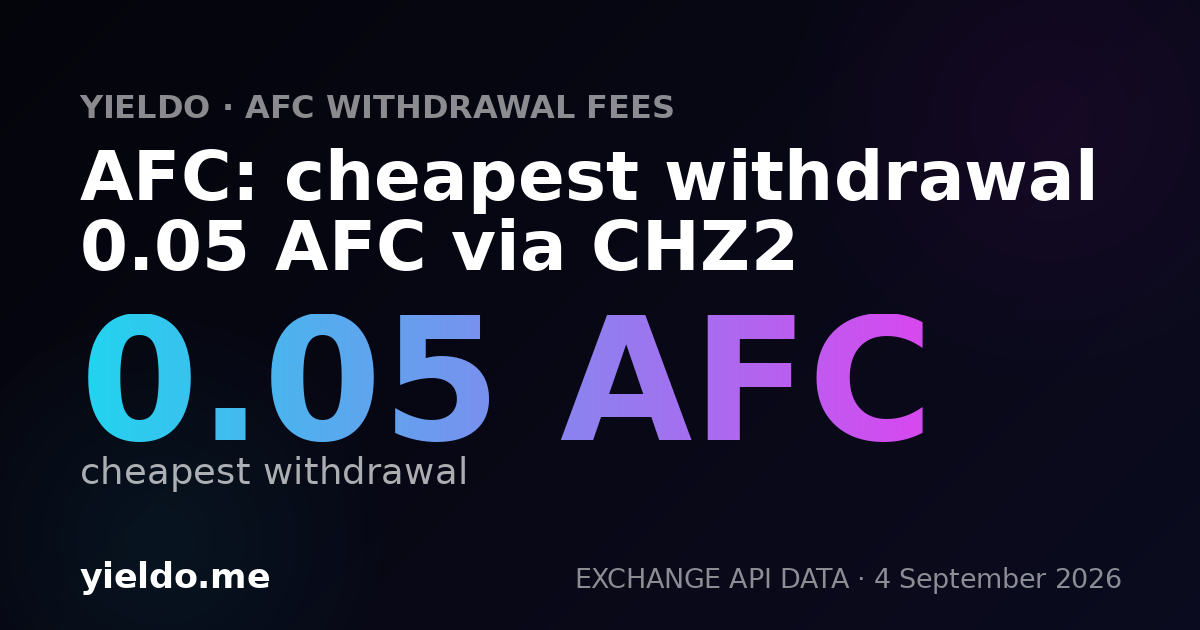 AFC: cheapest withdrawal 0.05 AFC via CHZ2