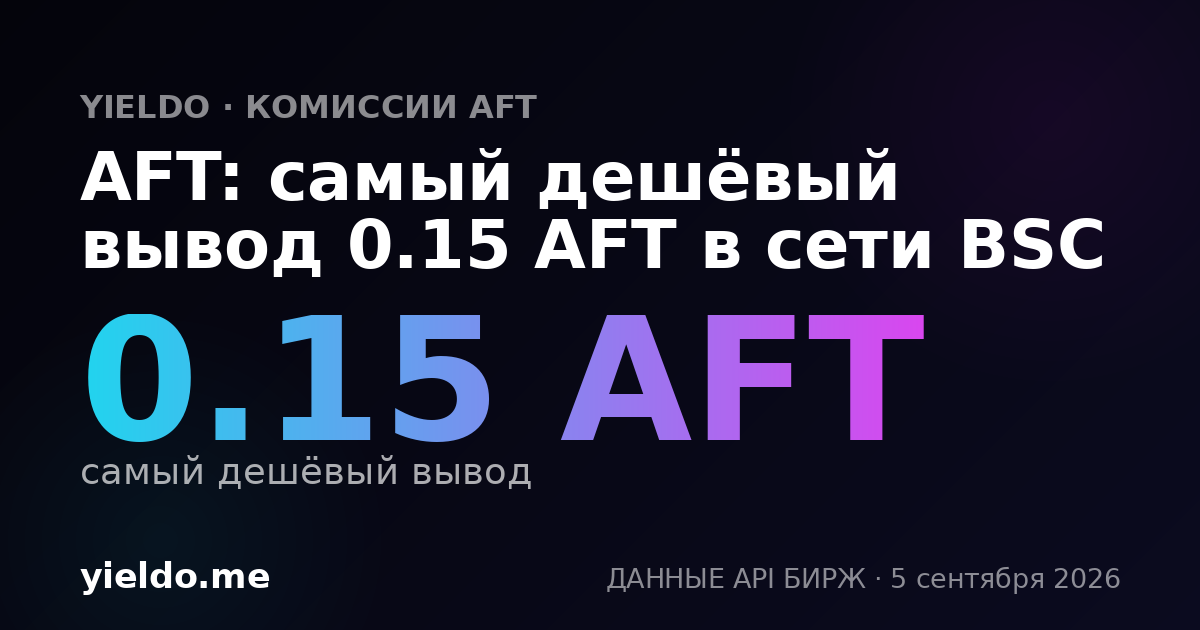AFT: самый дешёвый вывод 0.15 AFT в сети BSC