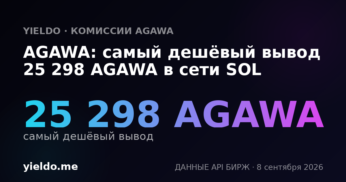 AGAWA: самый дешёвый вывод 25 298 AGAWA в сети SOL