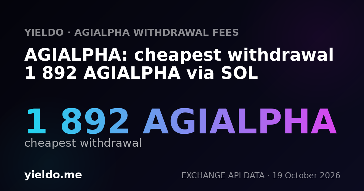 AGIALPHA: cheapest withdrawal 1 892 AGIALPHA via SOL