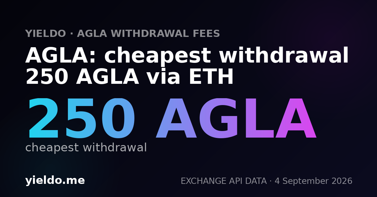 AGLA: cheapest withdrawal 250 AGLA via ETH