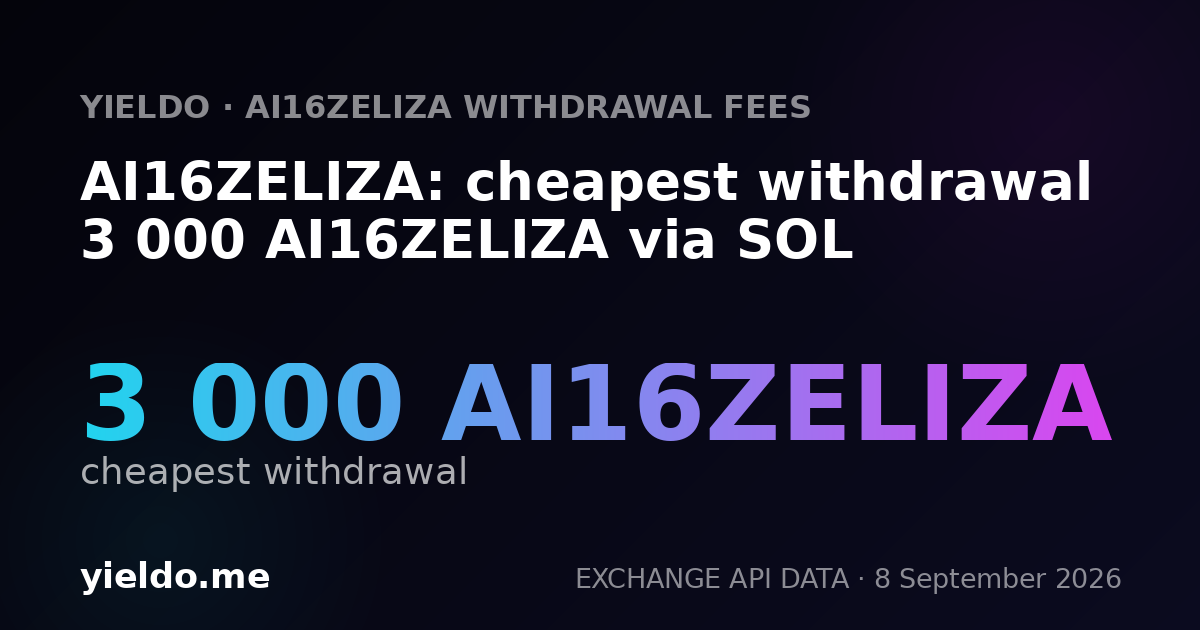 AI16ZELIZA: cheapest withdrawal 3 000 AI16ZELIZA via SOL