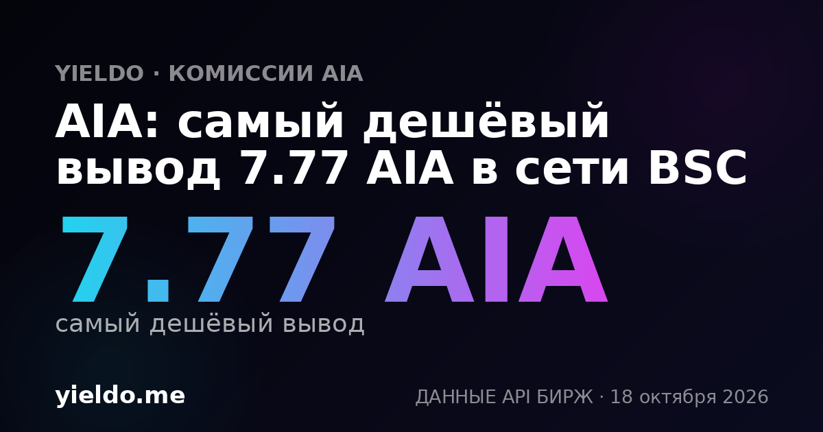 AIA: самый дешёвый вывод 7.77 AIA в сети BSC