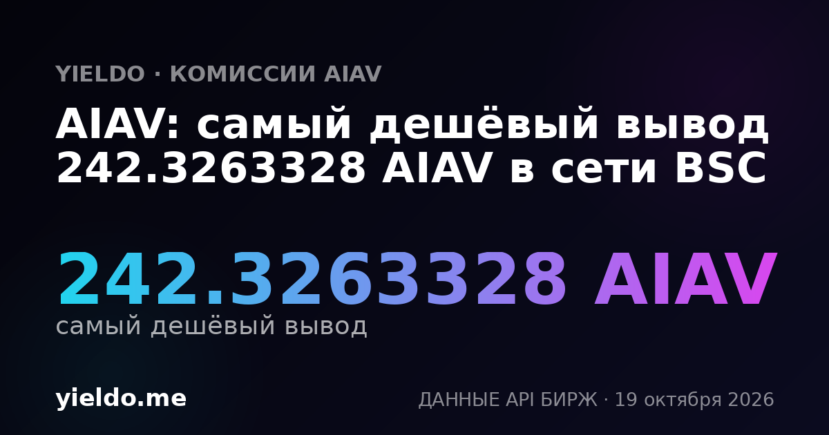 AIAV: самый дешёвый вывод 198.93899205 AIAV в сети BSC