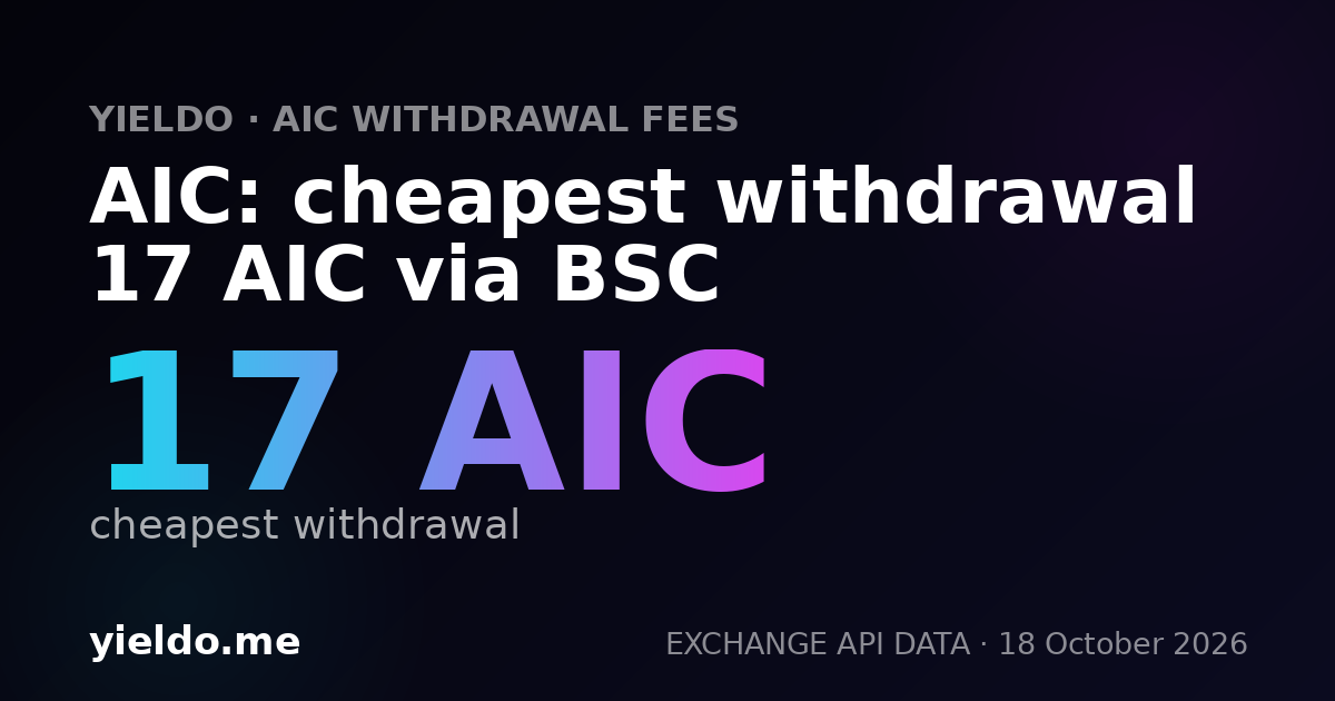 AIC: cheapest withdrawal 17 AIC via BSC