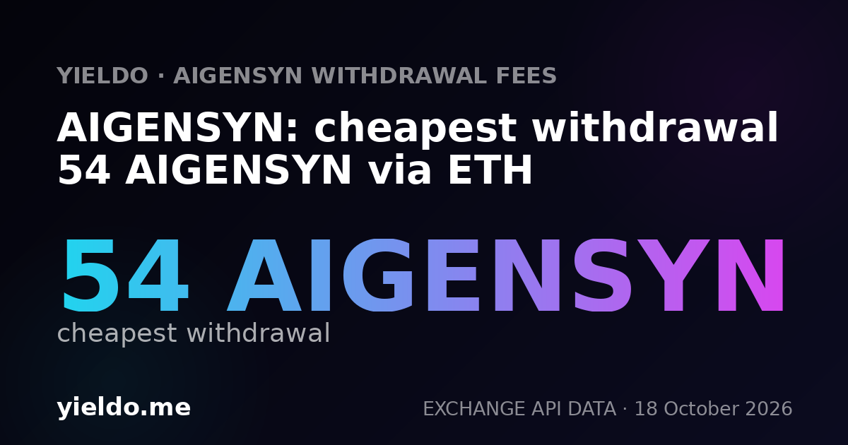 AIGENSYN: cheapest withdrawal 54 AIGENSYN via ETH