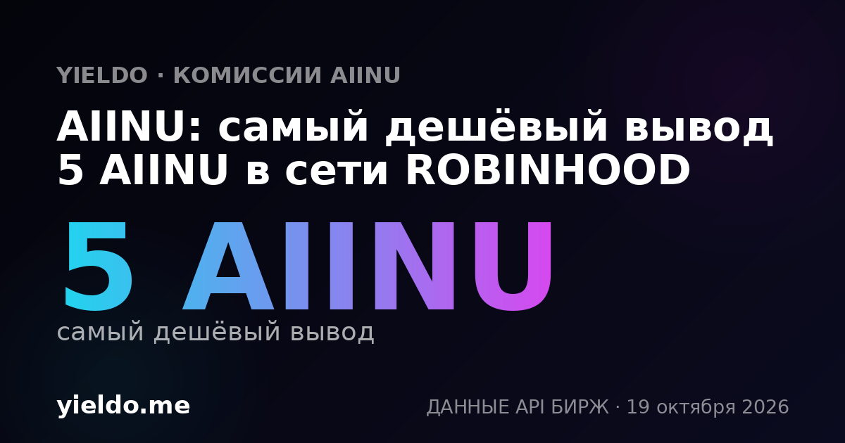 AIINU: самый дешёвый вывод 5 AIINU в сети ROBINHOOD
