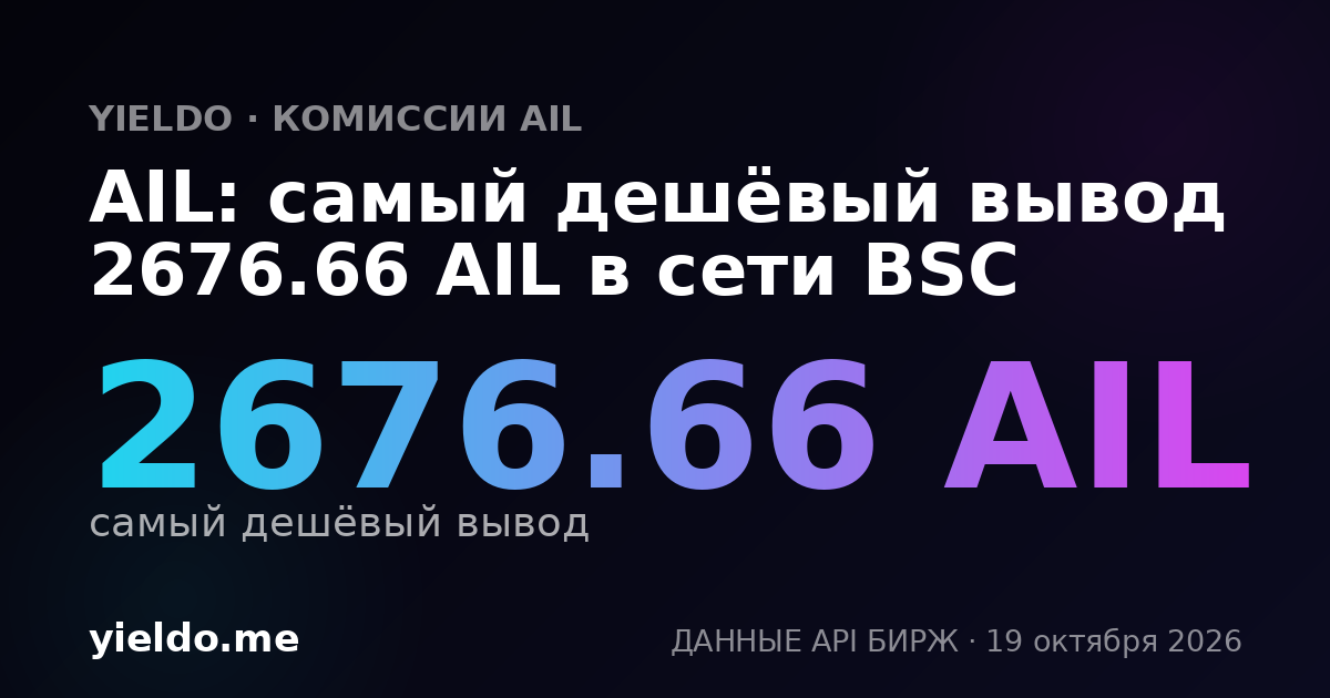AIL: самый дешёвый вывод 2676.66 AIL в сети BSC