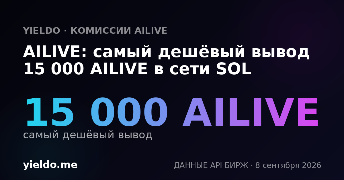 AILIVE: самый дешёвый вывод 15 000 AILIVE в сети SOL
