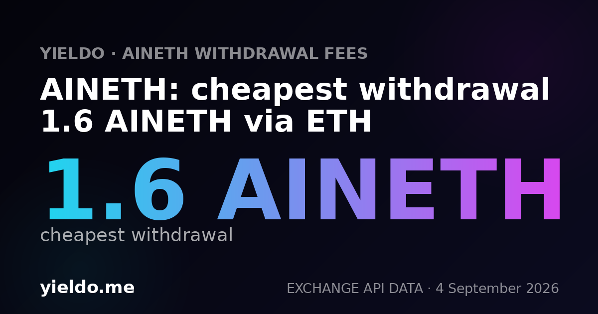 AINETH: cheapest withdrawal 1.6 AINETH via ETH