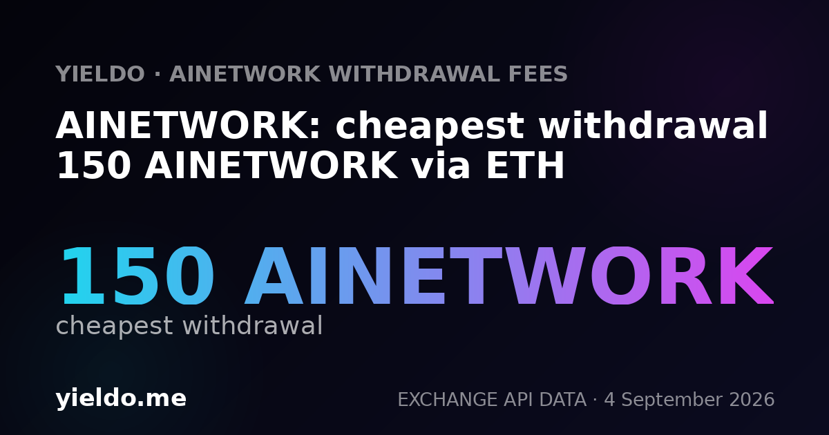 AINETWORK: cheapest withdrawal 150 AINETWORK via ETH