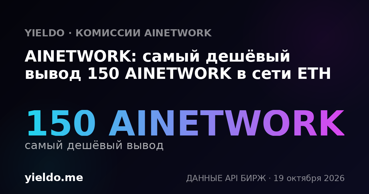 AINETWORK: самый дешёвый вывод 150 AINETWORK в сети ETH