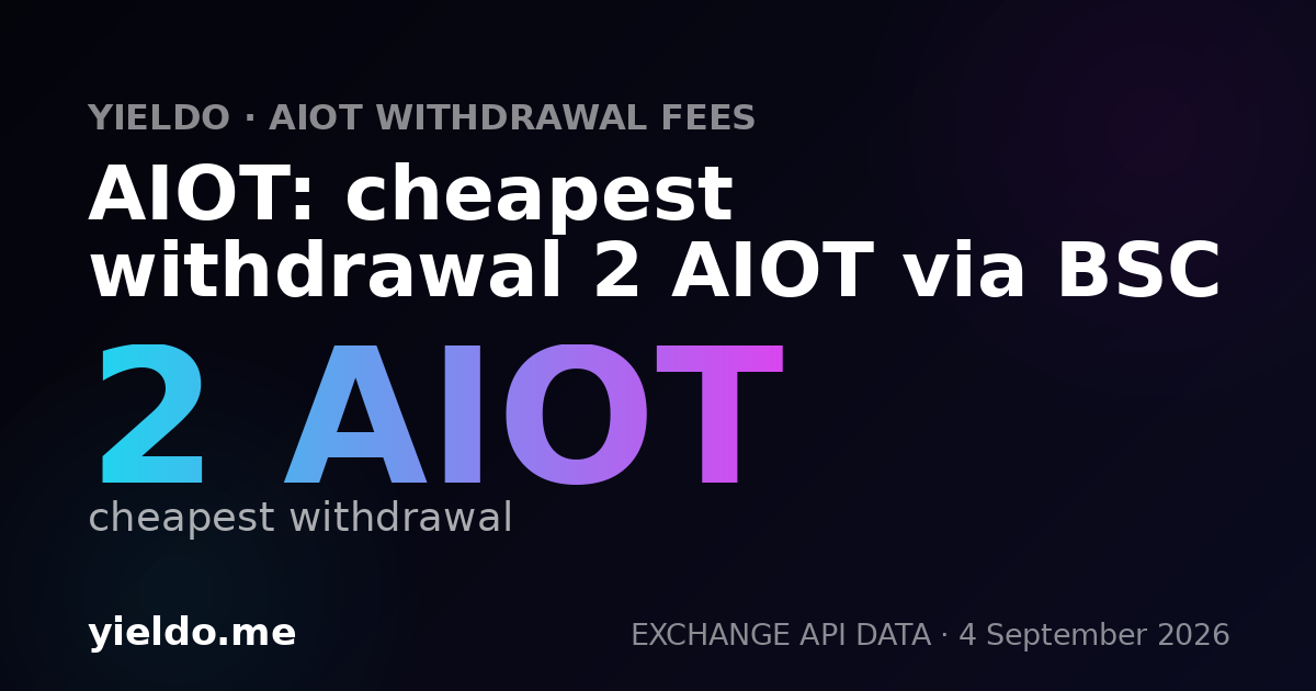 AIOT: cheapest withdrawal 2 AIOT via BSC