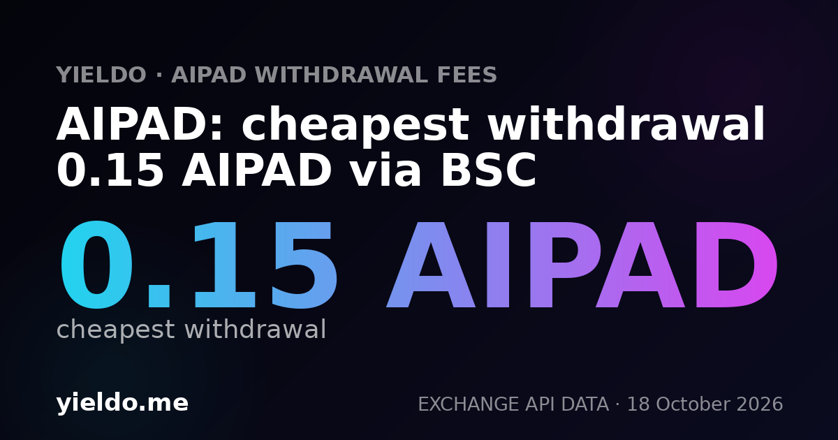 AIPAD: cheapest withdrawal 0.15 AIPAD via BSC