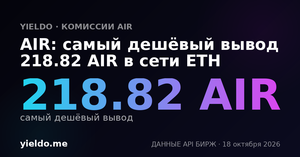 AIR: самый дешёвый вывод 218.82 AIR в сети ETH