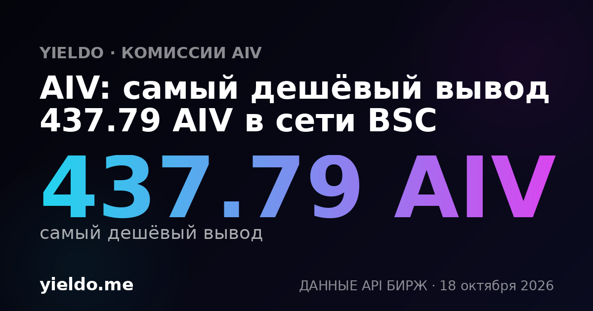 AIV: самый дешёвый вывод 437.79 AIV в сети BSC
