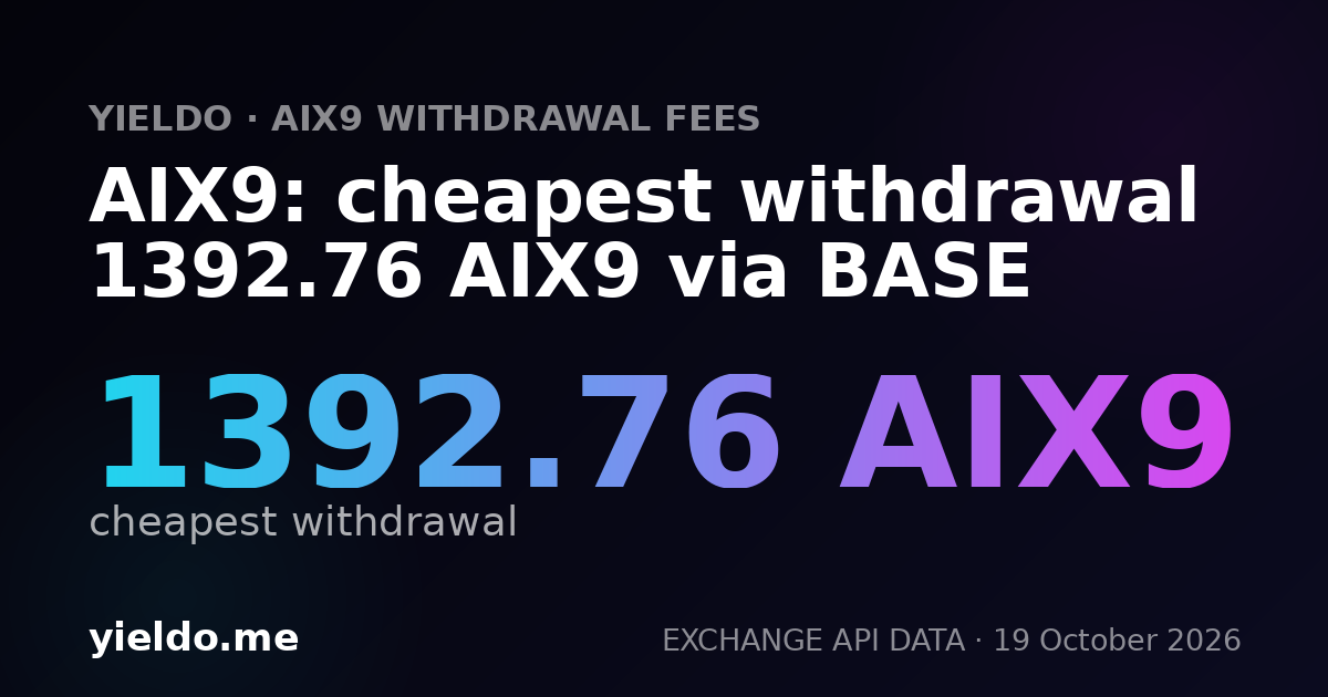 AIX9: cheapest withdrawal 1392.76 AIX9 via BASE