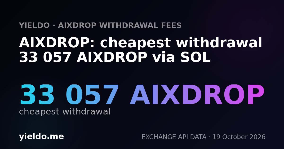 AIXDROP: cheapest withdrawal 32 845 AIXDROP via SOL