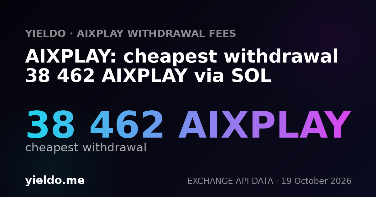 AIXPLAY: cheapest withdrawal 38 556 AIXPLAY via SOL