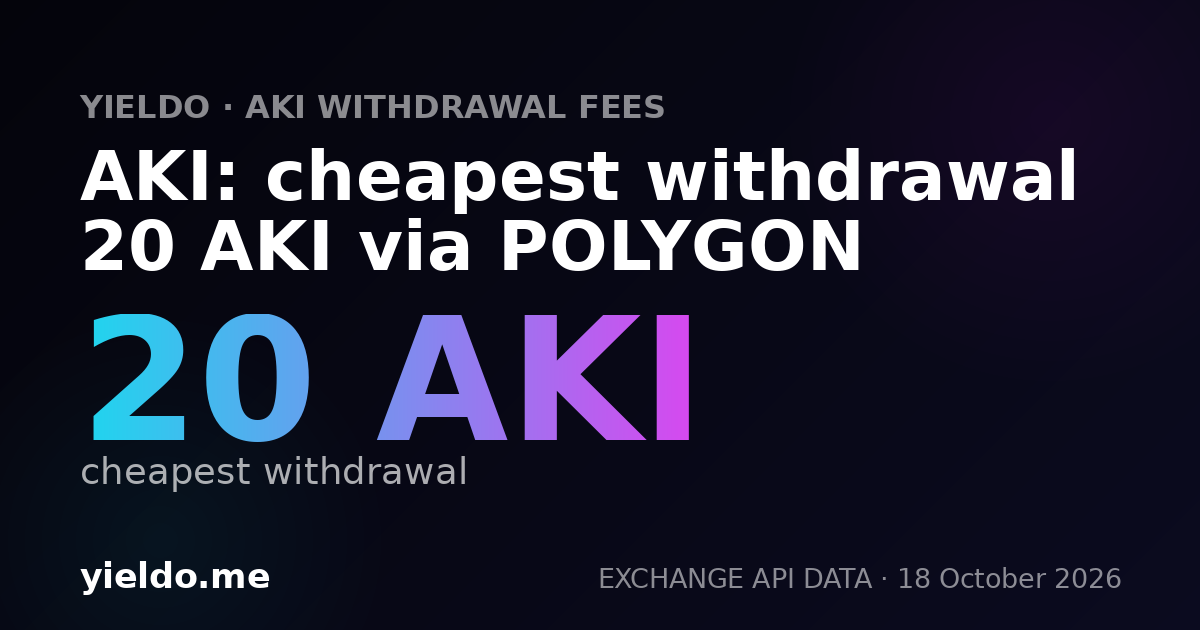 AKI: cheapest withdrawal 20 AKI via POLYGON