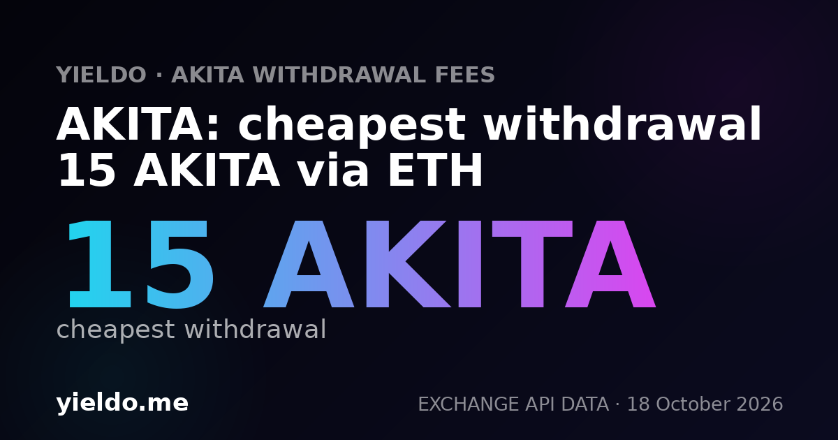 AKITA: cheapest withdrawal 15 AKITA via ETH