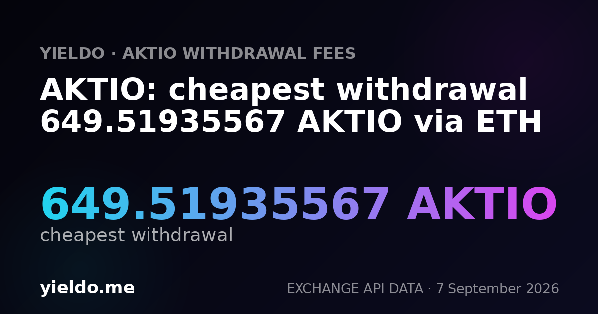 AKTIO: cheapest withdrawal 649.51935567 AKTIO via ETH