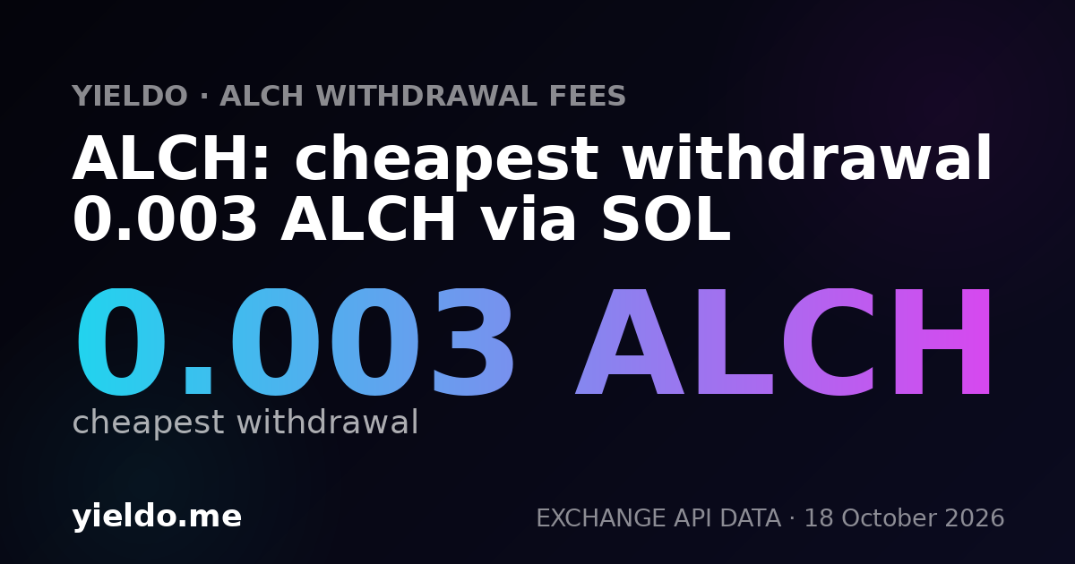 ALCH: cheapest withdrawal 0.003 ALCH via SOL