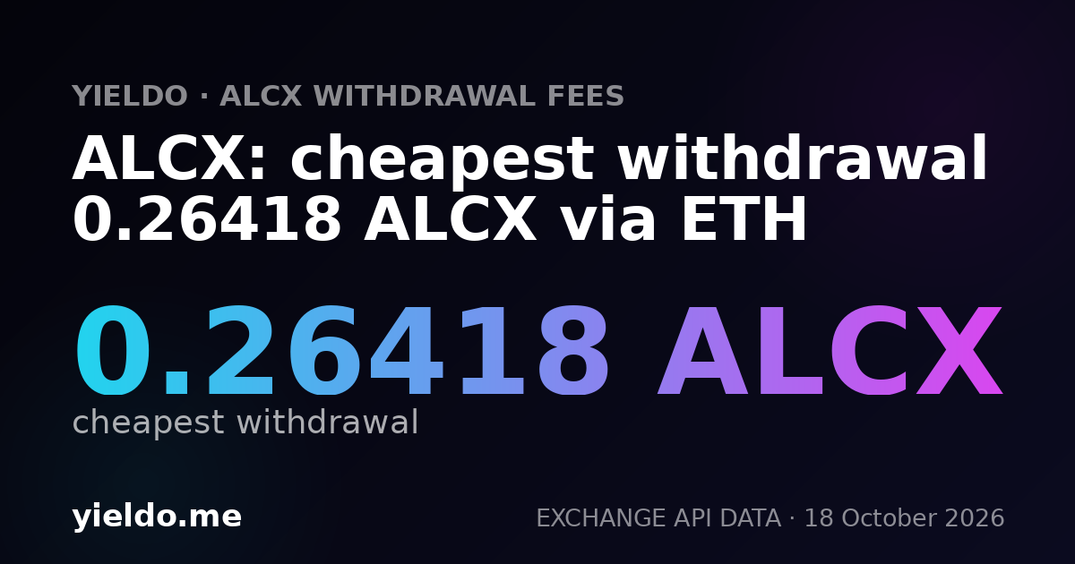 ALCX: cheapest withdrawal 0.25907 ALCX via ETH