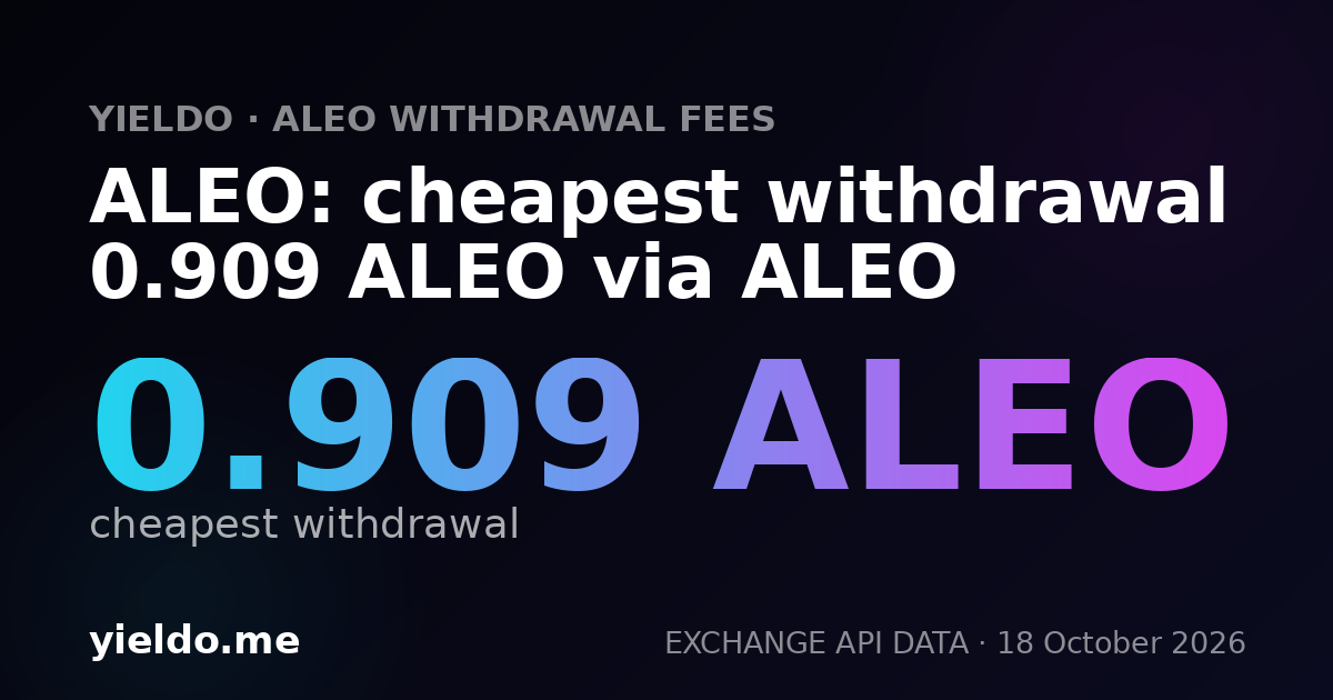 ALEO: cheapest withdrawal 0.909 ALEO via ALEO