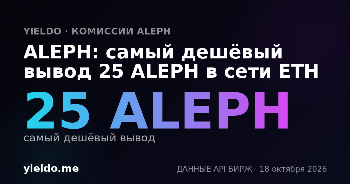 ALEPH: самый дешёвый вывод 25 ALEPH в сети ETH