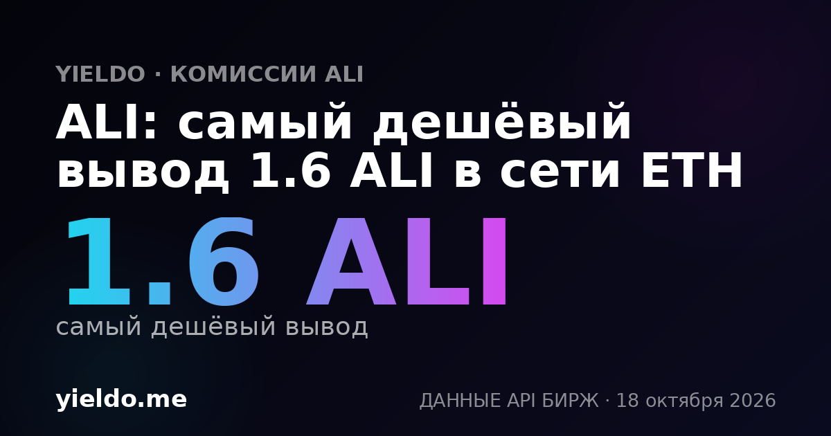 ALI: самый дешёвый вывод 1.6 ALI в сети ETH