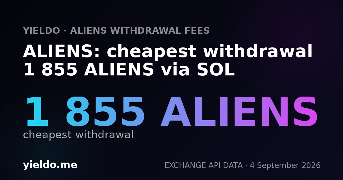 ALIENS: cheapest withdrawal 1 855 ALIENS via SOL
