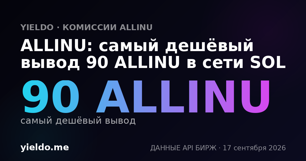 ALLINU: самый дешёвый вывод 78 ALLINU в сети SOL