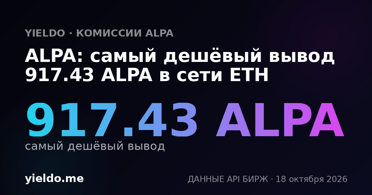 ALPA: самый дешёвый вывод 917.43 ALPA в сети ETH