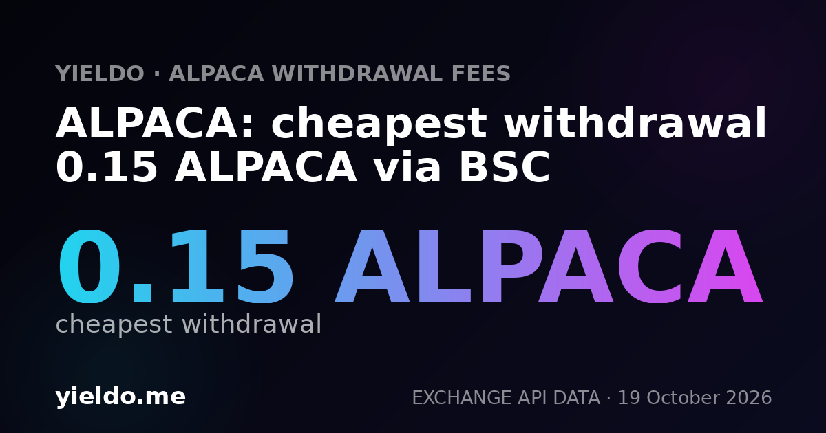 ALPACA: cheapest withdrawal 0.15 ALPACA via BSC