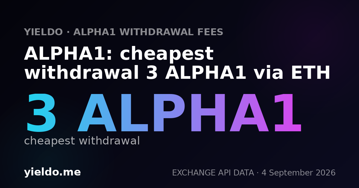 ALPHA1: cheapest withdrawal 3 ALPHA1 via ETH