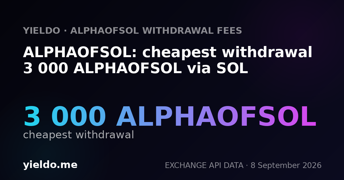 ALPHAOFSOL: cheapest withdrawal 3 000 ALPHAOFSOL via SOL