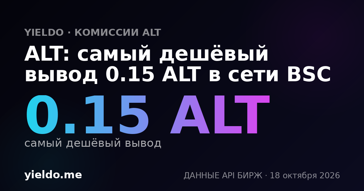 ALT: самый дешёвый вывод 0.15 ALT в сети BSC
