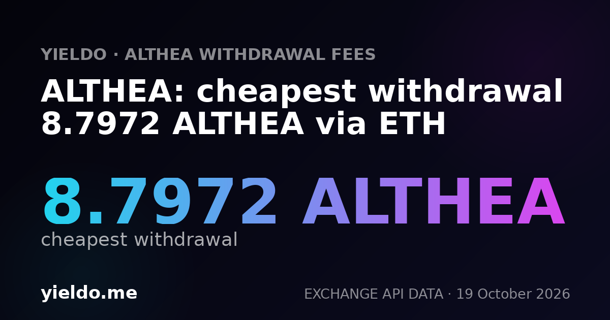 ALTHEA: cheapest withdrawal 7.9062 ALTHEA via ETH