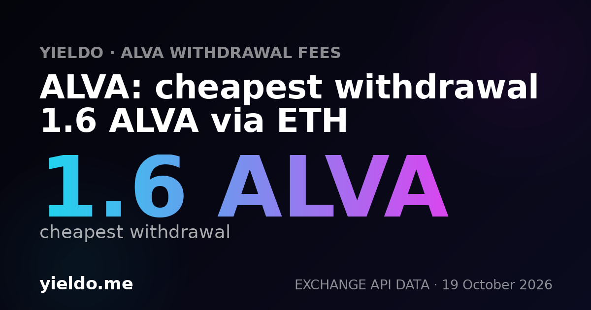 ALVA: cheapest withdrawal 1.6 ALVA via ETH