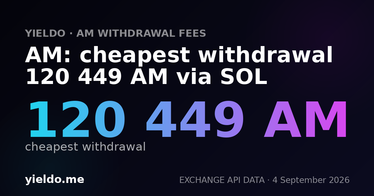 AM: cheapest withdrawal 120 449 AM via SOL
