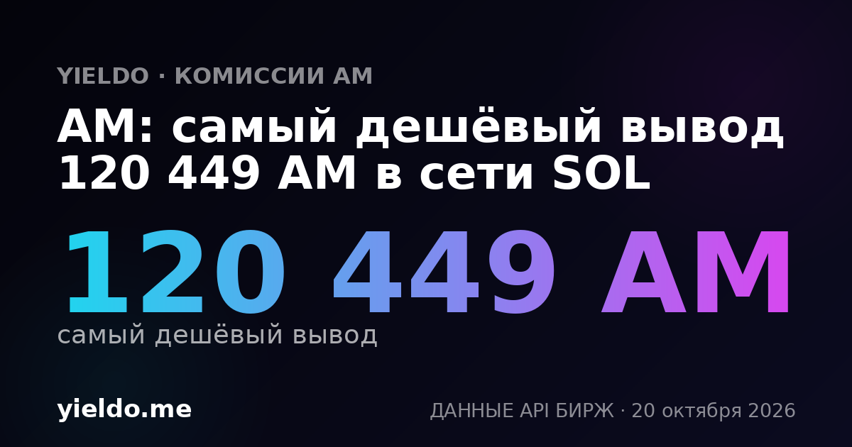 AM: самый дешёвый вывод 120 449 AM в сети SOL