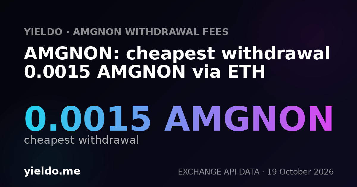 AMGNON: cheapest withdrawal 0.0015 AMGNON via ETH