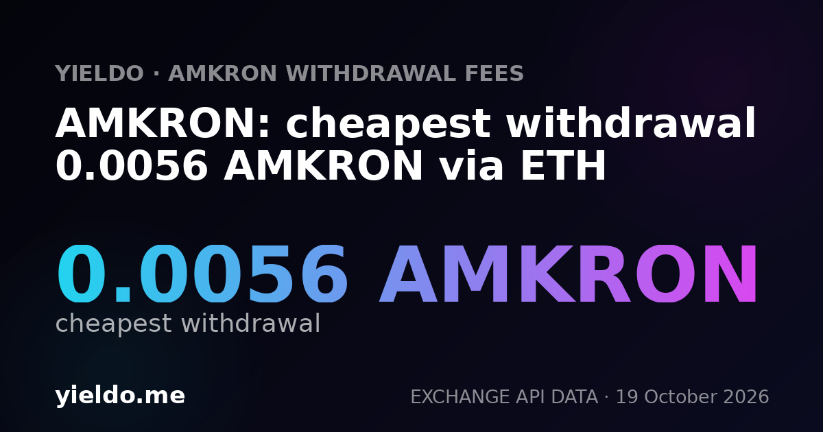 AMKRON: cheapest withdrawal 0.0056 AMKRON via ETH