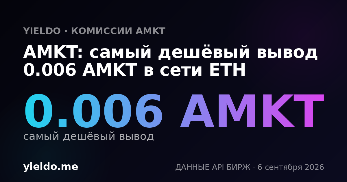 AMKT: самый дешёвый вывод 0.006 AMKT в сети ETH