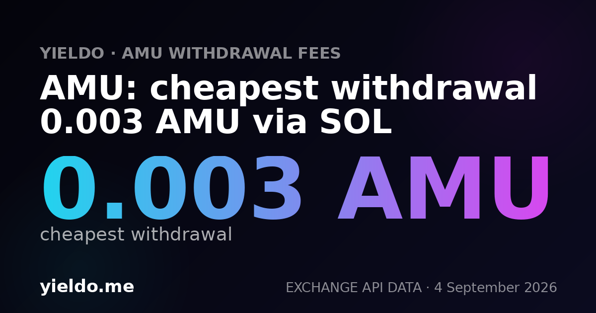 AMU: cheapest withdrawal 0.003 AMU via SOL